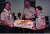 Lloyd Church celebrating his 60th Scouting anniversary with Steve Ginski and Travis White